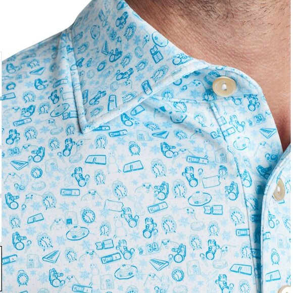 Peter Millar White Blue Deja Vu Performance Golf Jersey Polo Shirt XL NWT - Picture 4 of 6